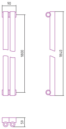 Полотенцесушитель Водяной Сунержа Эстет-0 (180х9) 2 секции Золото 03-0331-1802